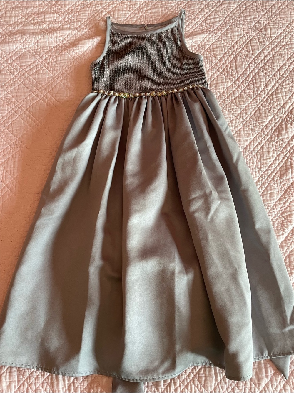 Speechless Silver-Gray Sleeveless Formal Dress with Jeweled Waist
